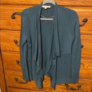 LOFT Blue Cardigan Lightweight Open Front Waterfall Style